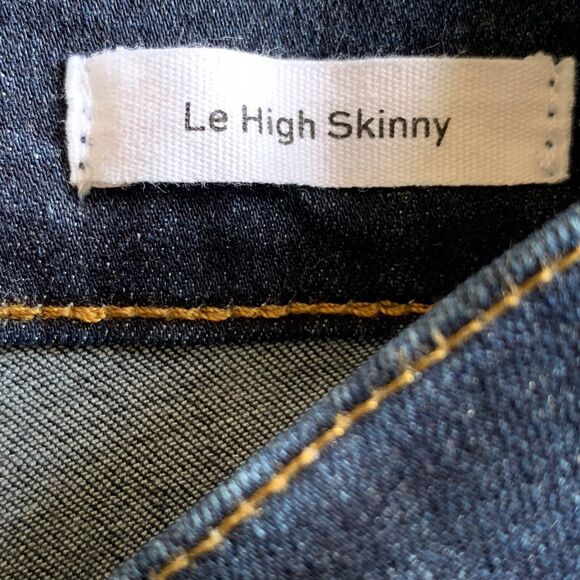 Frame Jeans Women 27 Le High Skinny Blue Cropped Slit Ankle Stretch Dark Wash - Picture 13 of 15